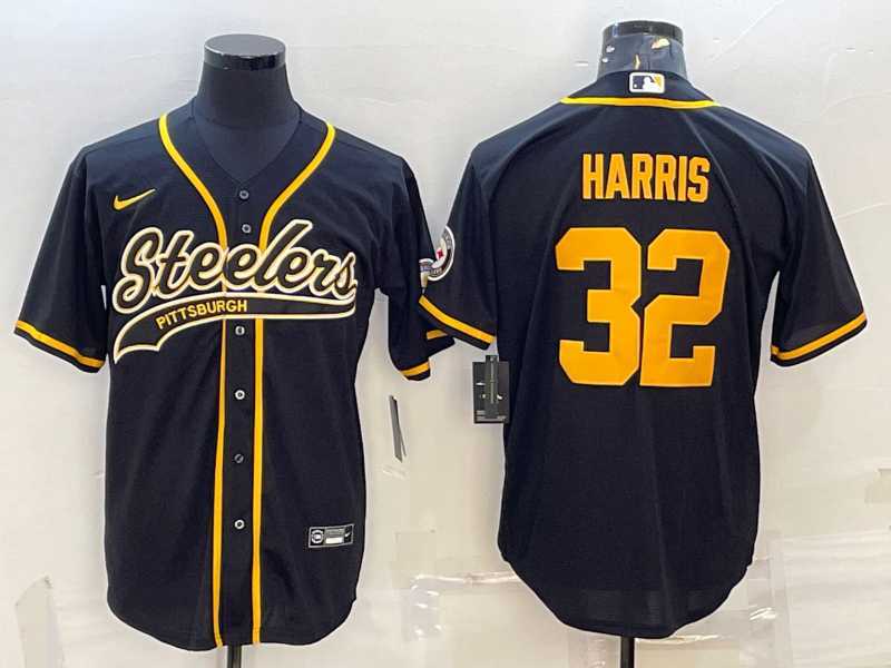Men%27s Pittsburgh Steelers #32 Franco Harris Black Gold With Patch Cool Base Stitched Baseball Jersey->pittsburgh steelers->NFL Jersey